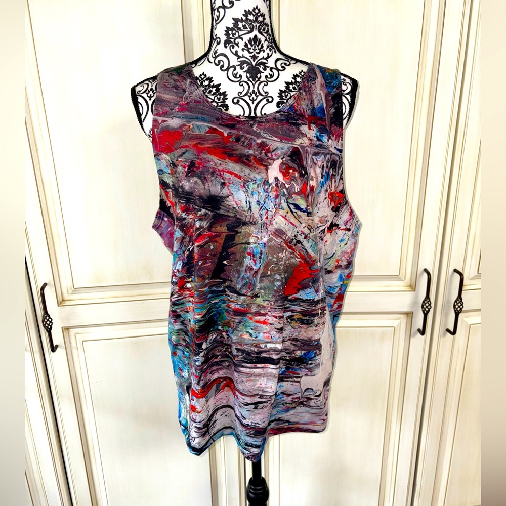 Rage On Size Medium Multi-Color Paint Swirl Tank Top
